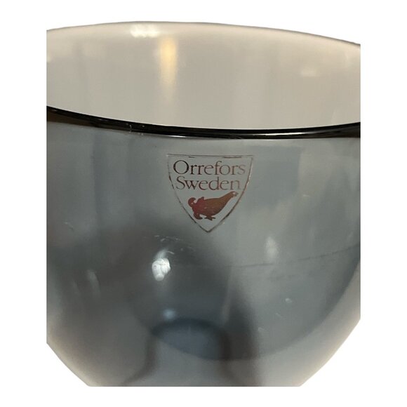 Signed Orrefors Sweden Art Glass Bowl – Smoke Blue Crystal, 3.5" x 3", Scandinav - Picture 2 of 4